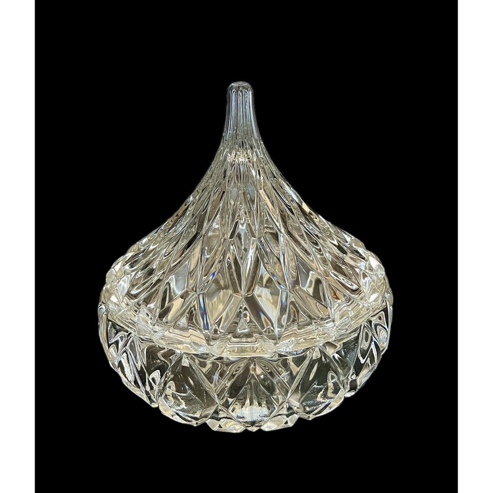 Vintage Shannon Crystal Designs Hershey Kiss 5" Candy Dish Lead Crystal Lidded